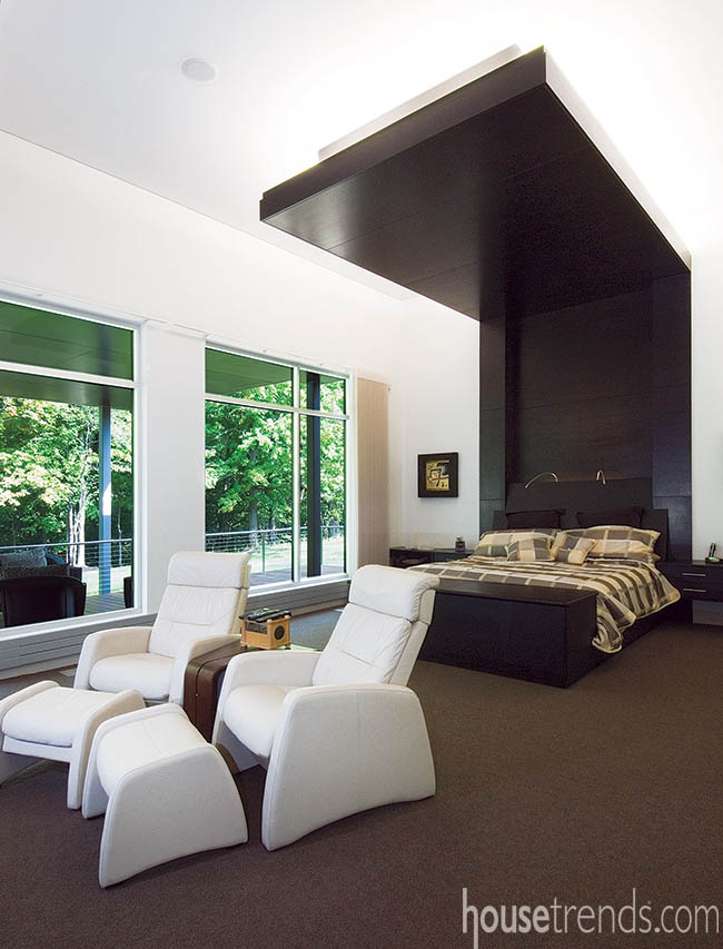 modern mansion master bedroom with tv